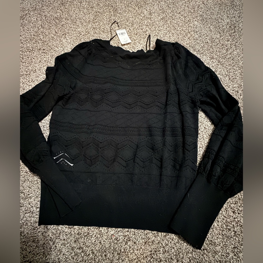 NEW Black Banana Republic Sheer Pattern Sweater Small NWT  LIGHT WEIGHT - Picture 9 of 9